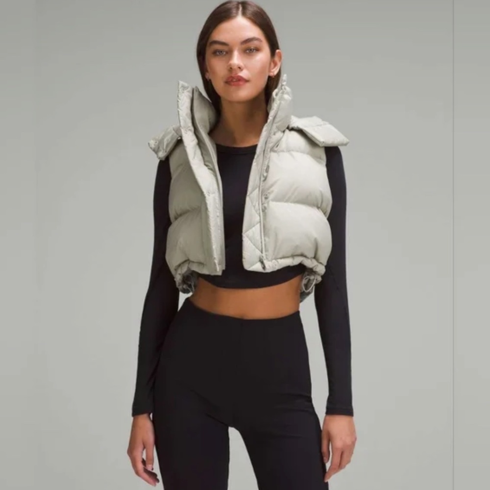 Lululemon Wunder Puff Super-Cropped Vest Heathered Raw Linen NWOT (US 2)